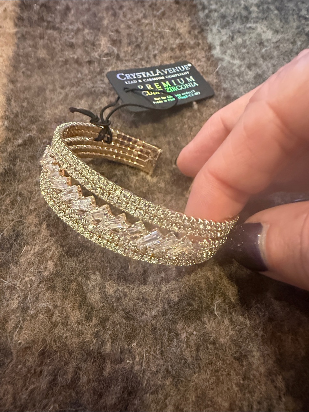 Crystal Avenue Gold-Tone Pavé Cuff Bracelet with Clear Stones